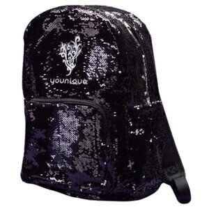 Younique Exclusive Black Sequin Backpack With Adjustable Straps & Front Pocket